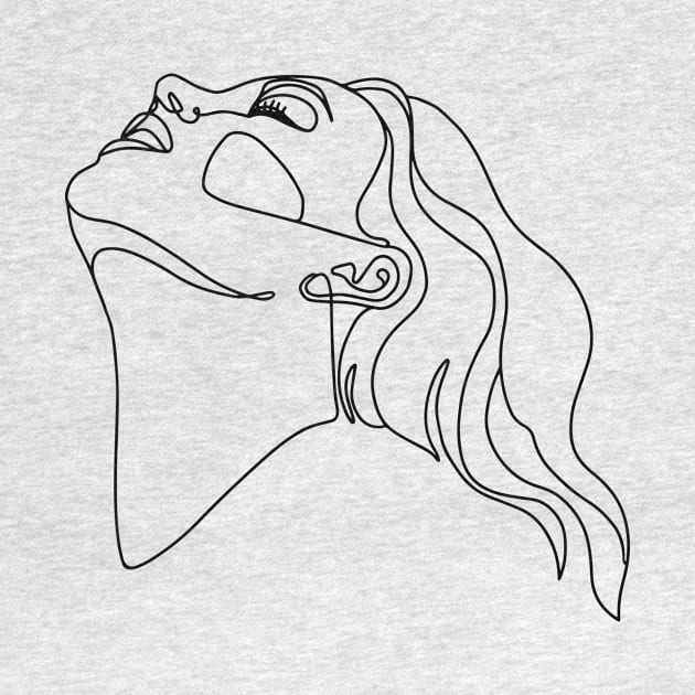 Woman Face Drawing In Line. One Line Art. Minimalistic Style. Single Line by ElenaDro